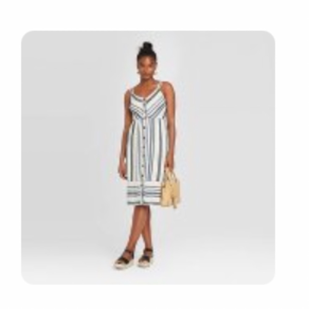 Striped button front sun dress